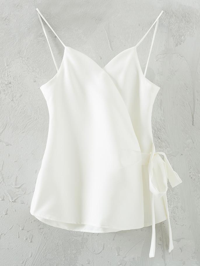 Shein White Spaghetti Strap Bow Side Wrap Cami Top