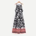 Shein Leaf Print Cut Out Front Dress