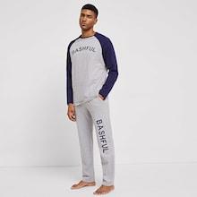 Shein Men Raglan Sleeve Letter Top & Pants Pajama Set