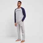 Shein Men Raglan Sleeve Letter Top & Pants Pajama Set