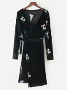Shein Self Tie Velvet Kimono Dress