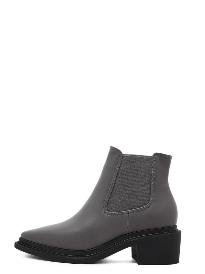 Shein Grey Faux Leather Pointed Elastic Boots