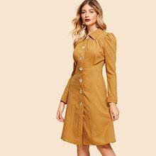 Shein Single Breasted Collar Shirt Dress