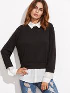 Shein Contrast Pointed Collar 2 In 1 Sweatshirt