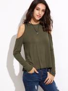 Shein Open Shoulder Overlap Back T-shirt