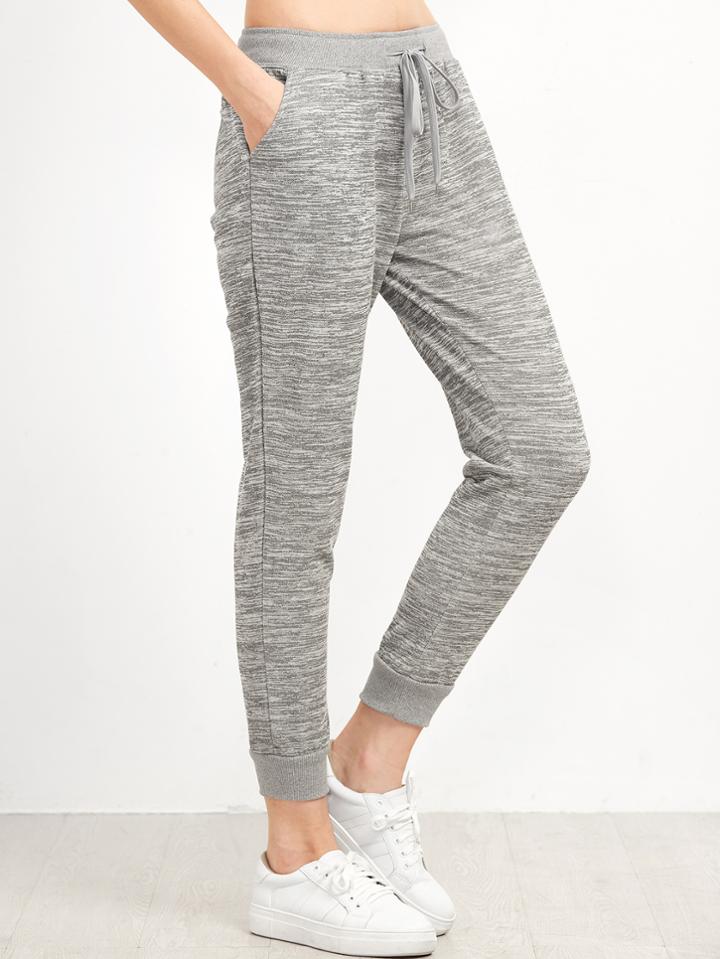 Shein Grey Drawstring Waist Casual Pants