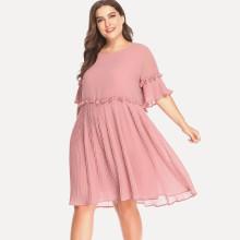 Shein Plus Frill Trim Pleated Dress