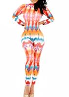 Rosewe Glamorous Long Sleeve Turtleneck Print Design Woman Jumpsuit