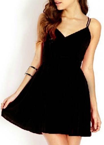 Rosewe A Line Design Black Spaghetti Strap Dress For Girls