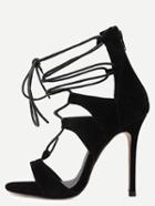 Shein Black Open Toe Cutout Strappy Stiletto Sandals