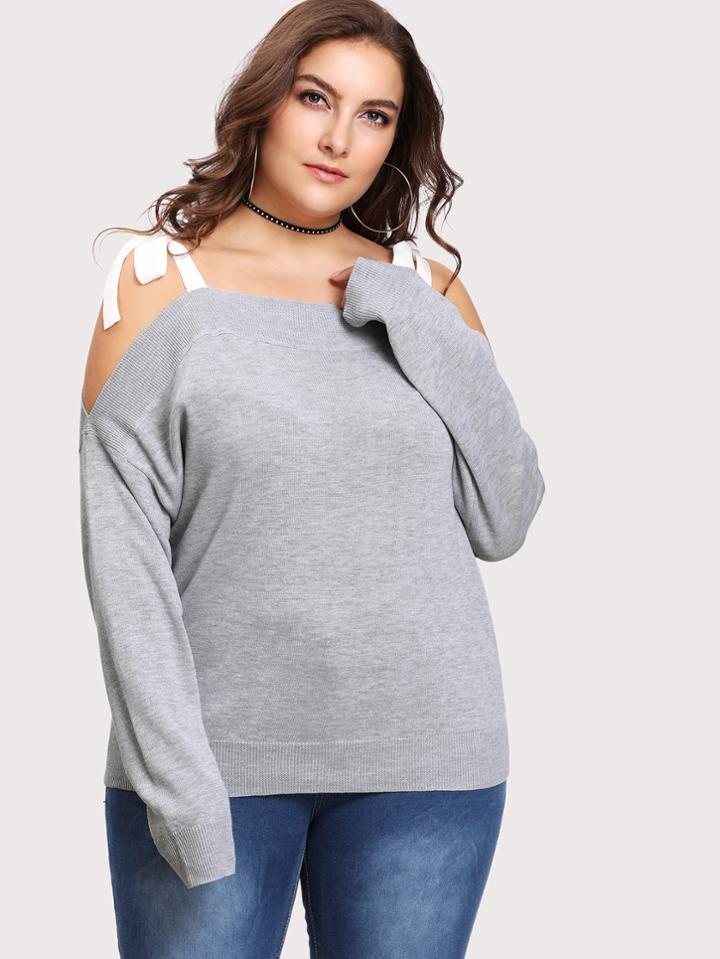 Shein Open Shoulder Tied Strap Jumper