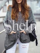 Shein Grey Pockets Asymmetric Sweater