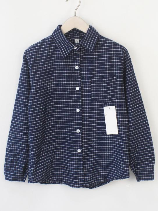 Shein Lapel Striped Navy Blouse