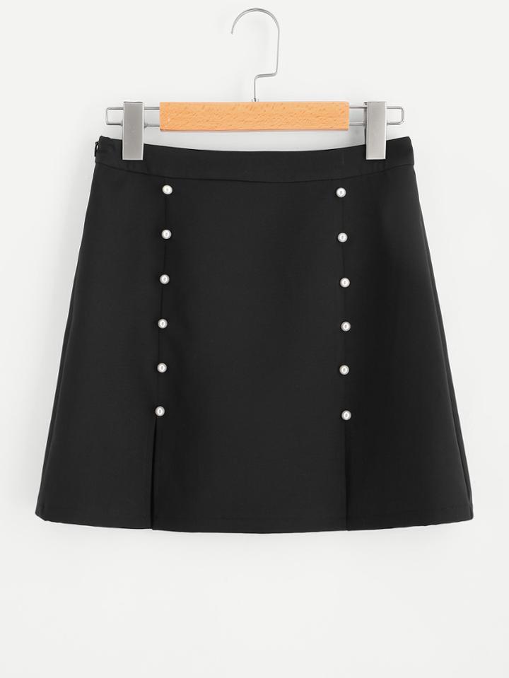 Shein Symmetrical Pearls Front M-slit Skirt