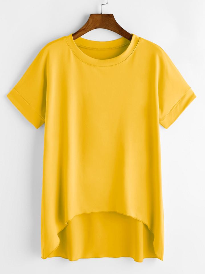 Shein Mustard Dip Hem Tee