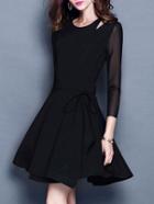 Shein Black Open Shoulder A-line Dress