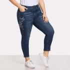 Shein Plus Embroidered Detail Crop Jeans