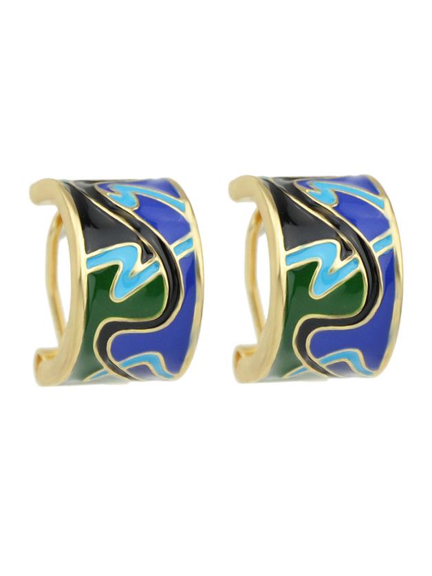 Shein Green Enamel Hoop Brand Earrings
