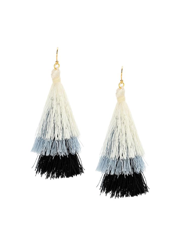 Shein Color Block Tiered Tassel Drop Earrings