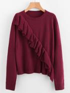 Shein Ribbed Trim Flounce Detail Jumper