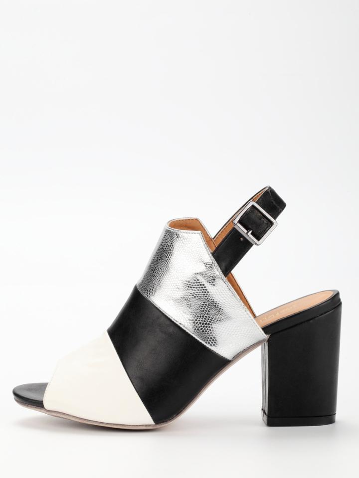 Shein High Vamp Peep Toe Sling Back Sandals - Black