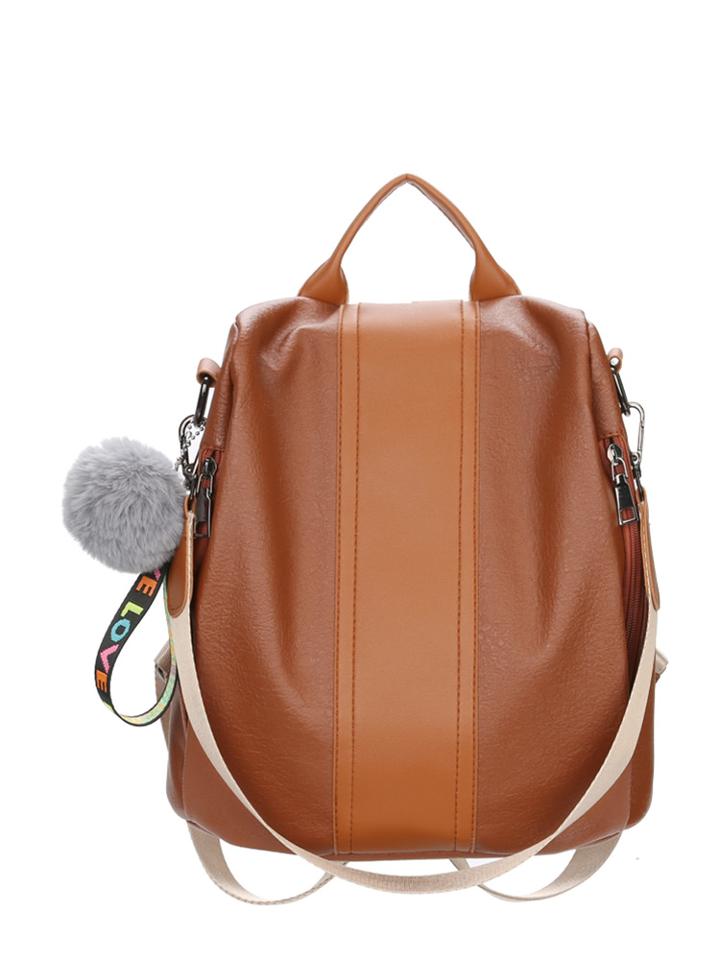 Shein Pom Pom Decor Two Tone Backpacks Bag