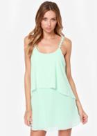 Shein Green Aqua Spaghetti Strap Backless Loose Slip Dress