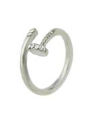 Shein Silver Color Rhinestone Cuff Finger Ring For Women