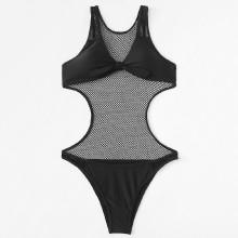 Shein Knot Front Fishnet Swimsuit