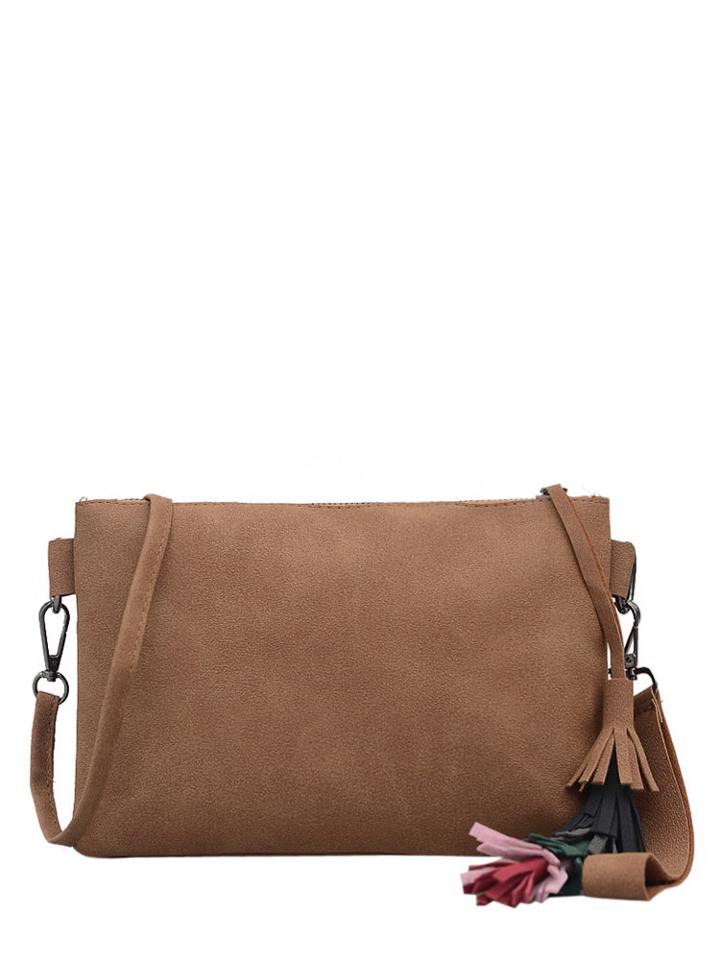 Shein Layered Tassel Detail Zipper Crossbody Bag