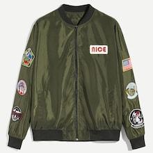 Shein Men Badge Patched Bomber Jacket