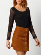 Shein Black Sheer Mesh Lace Blouse