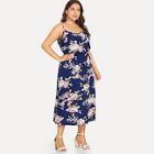 Shein Plus Cold Shoulder Palm Tree Print Dress