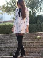 Shein Dragonfly Print Box Pleated Dress