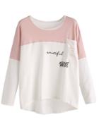 Shein White Contrast Letters Print Pocket T-shirt