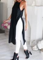 Rosewe Spaghetti Strap Double Slit Shift Dress