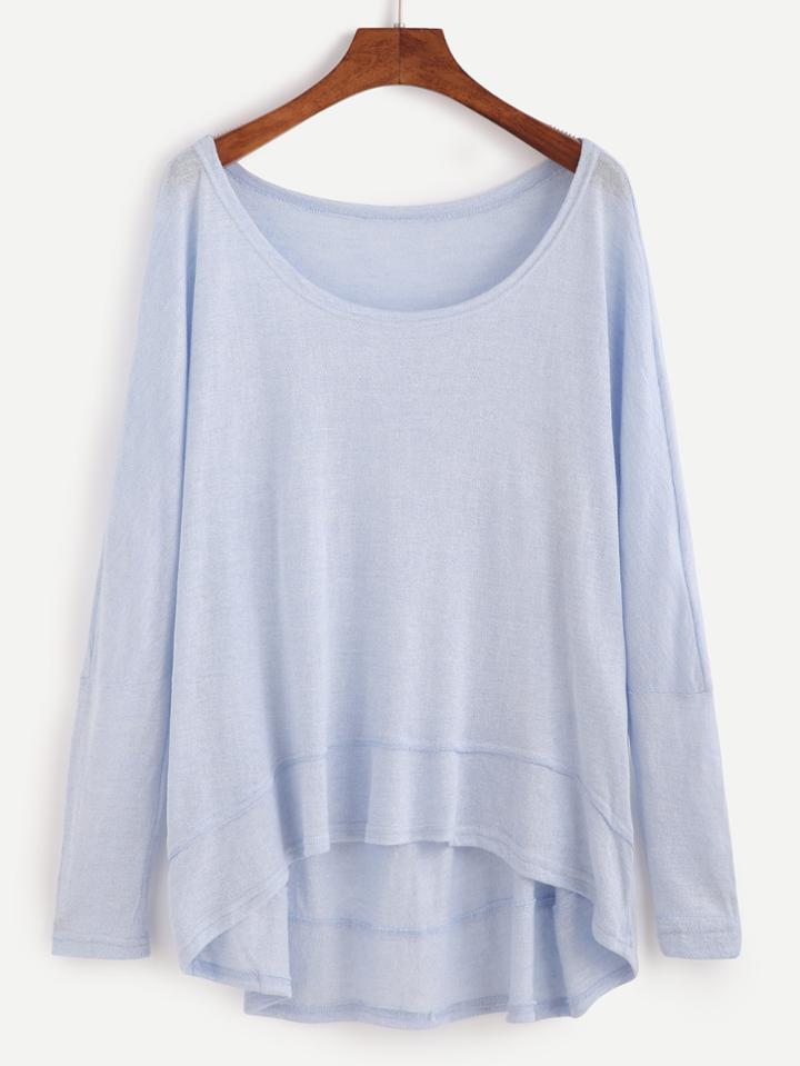 Shein Blue Dip Hem T-shirt