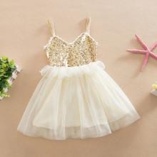 Shein Girls Contrast Sequin Mesh Cami Dress