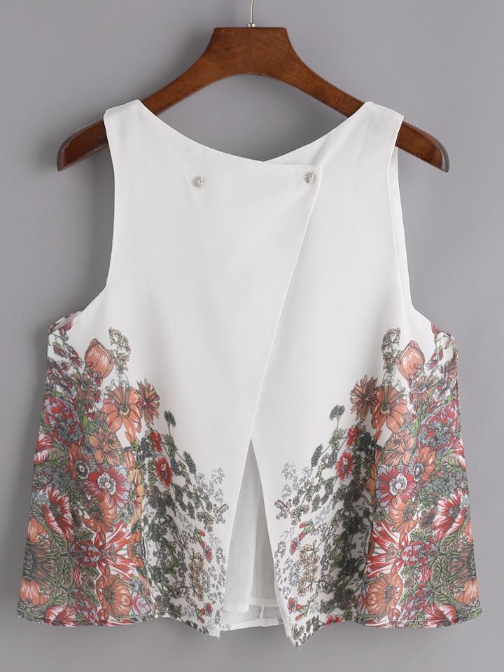 Shein Florals Slit Back Tank Top