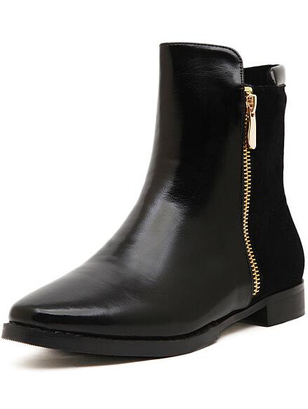 Shein Black With Zipper Flat Boots
