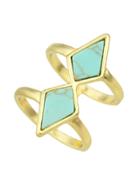 Shein Blue Imitation Turquoise Big Size Fingers Ring For Ladies