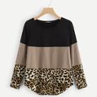 Shein Color-block Leopard Tee