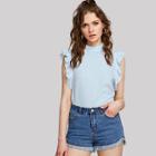 Shein Frilled Dot Jacquard Sleeveless Top