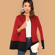 Shein Contrast Trim Two Tone Cape Coat