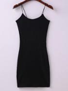 Shein Black Ribbed Spaghetti Straps Sheath Dress