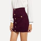 Shein Button & Pocket Front Bodycon Skirt