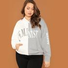 Shein Plus Cut And Sew Letter Hoodie