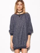 Shein Navy Ribbed Split Side High Low Sweatshirt Dress
