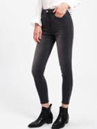 Shein Dark Washed Raw Hem Jeans