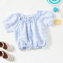Shein Girls Frill Trim Striped Top